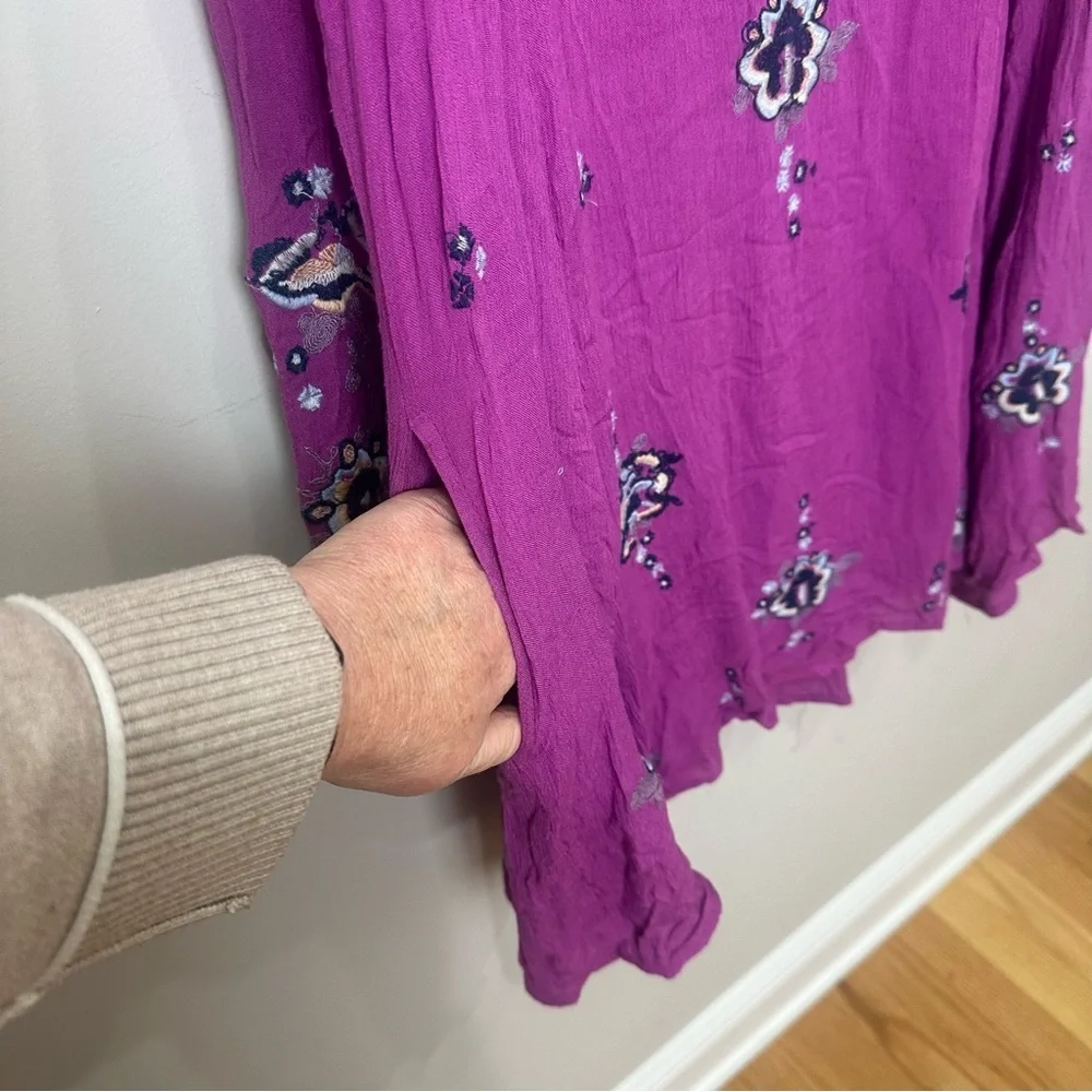 Free People Oxford Embroidered Mini Dress Floral Magenta - Picture 4 of 8